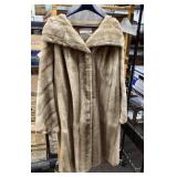 Full length fur coat with shawl collar