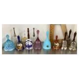 12 collectible glass, porcelain, & metal bells
