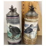 2 Budweiser lidded Birds of Prey steins