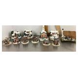 11 miniature Christmas village buildings