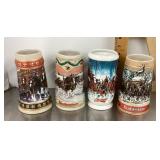 4 Budweiser steins