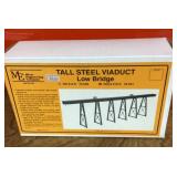 Tall steel viaduct low bridge