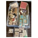 Box of scrapbooking rubber stamps