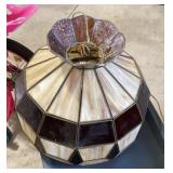 Leaded glass hanging light fixture