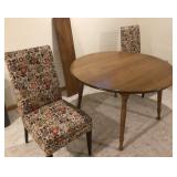 48' round kitchen table and 2 upholstered chairs