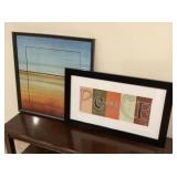 29' PEACE print & 26' square abstract
