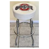 Swivel chrome Ohio State bar stool --like new