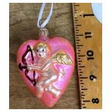 Mercury glass Cupid heart ornament