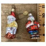 2 Mercury glass Santa ornaments