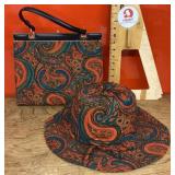 Vintage paisley hat and matching purse