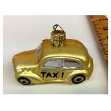 Mercury glass Taxi ornament