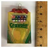 Mercury glass Crayola box ornament