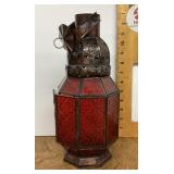 Red glass candle lantern