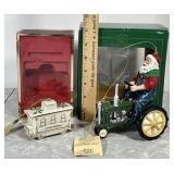 Lenox train & Kurt Adler Farmer Santa ornaments