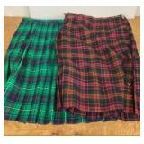 2 wool plaid kilt skirts