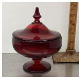Ruby glass candy dish