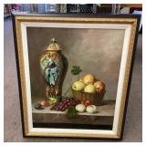 Framed still life print on canvas 29x25
