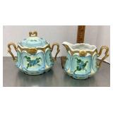 Hand painted porcelain cream and sugar