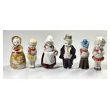 6 antique 2" bisque frozen Charlotte figures