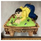 Chalkware 3D pool player wall plaque