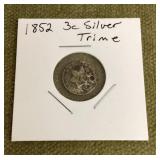 1852 silver trime 3c coin