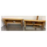 2 wooden wall shelves