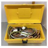 Plastic box with bungee cords