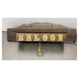 Wood Saloon sign with pull down bar guide