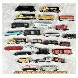 25 "N" scale model train cars --6 engines