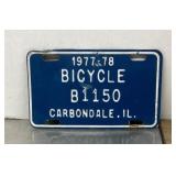 Vintage 77-78 Carbondale IL bicycle license plate