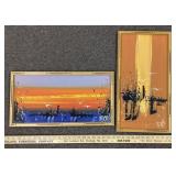 2 signed paintings in bamboo-style frames