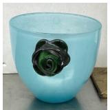 Blue art glass signed Blast