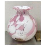Mantorp Sweden pink & white crystal vase