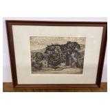 Framed signed Luigi Lucioni art print 20.5x15.5