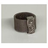 Mesh and rhinestone ring