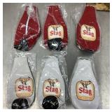 6 Stag beer bottle koozies