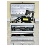 Diamond plate tool box & contents 18x12x9