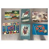 6 Confederate flag postcards