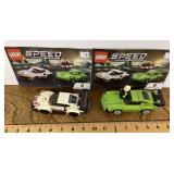 2 assembled Lego cars