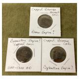 3 ancient cupped bronze coins