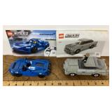 2 assembled Lego cars