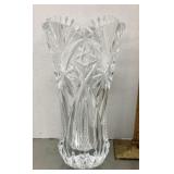 Heavy cut glass vase
