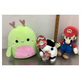 Squishmallow, Zuru Snackles, and Mario plush