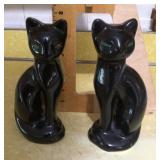 Pair of mid century black cat figures