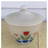 Fire-King tulip bowl with lid