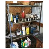 Metal shelving unit and contents