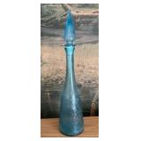 19' blue glass genie bottle