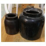2 stoneware crocks --no lids