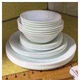 Partial set of white Corelle dishes