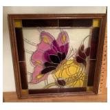 Framed stained glass panel